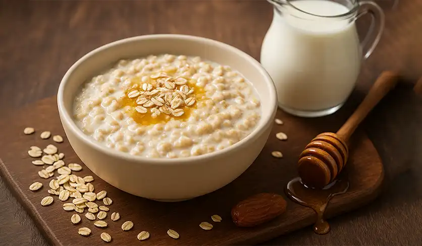 جو دوسر با شیر کم‌چرب و عسل