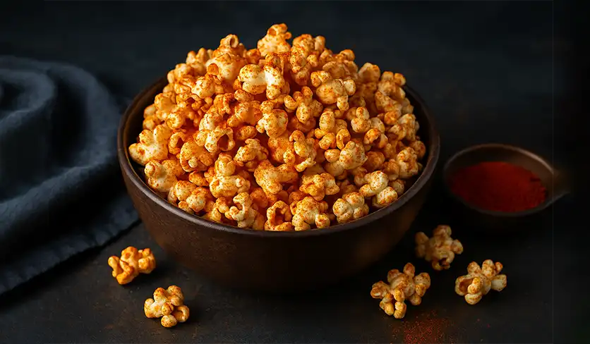 ذرت بو داده بدون روغن با پودر پاپریکا