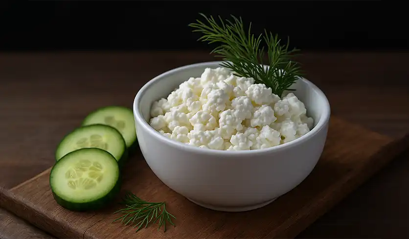 پنیر کاتیج با خیار و شوید تازه