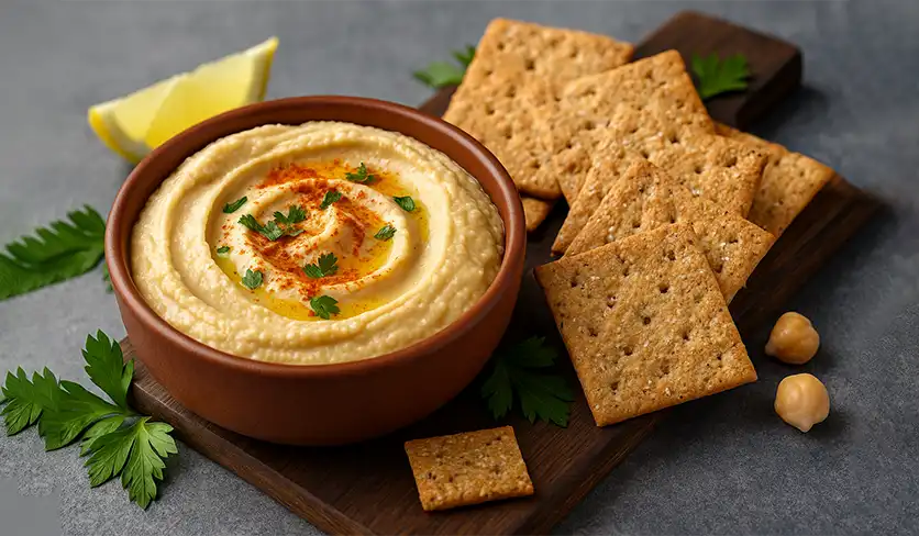 کراکر سبوس‌دار با حمص